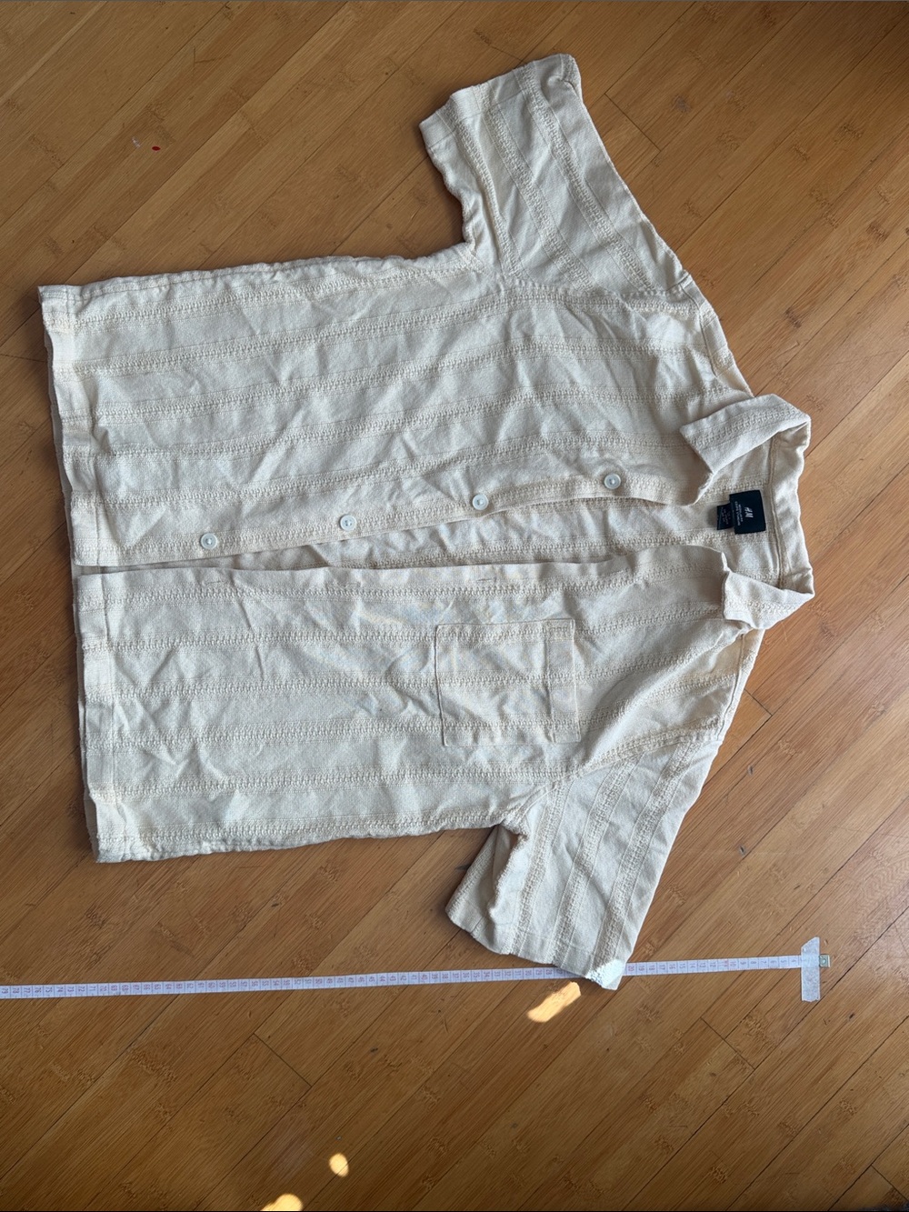 H&M CRÈME REGULAR-FIT TEXTURED RESORT SHIRT